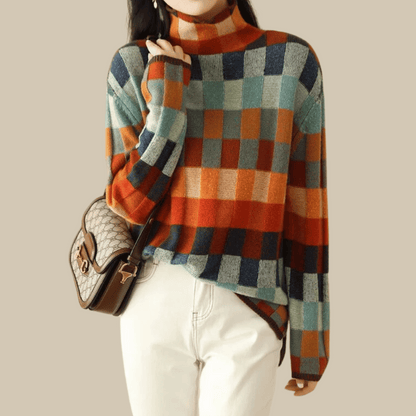 Ravelyn™ Patchwork Turtleneck Sweater