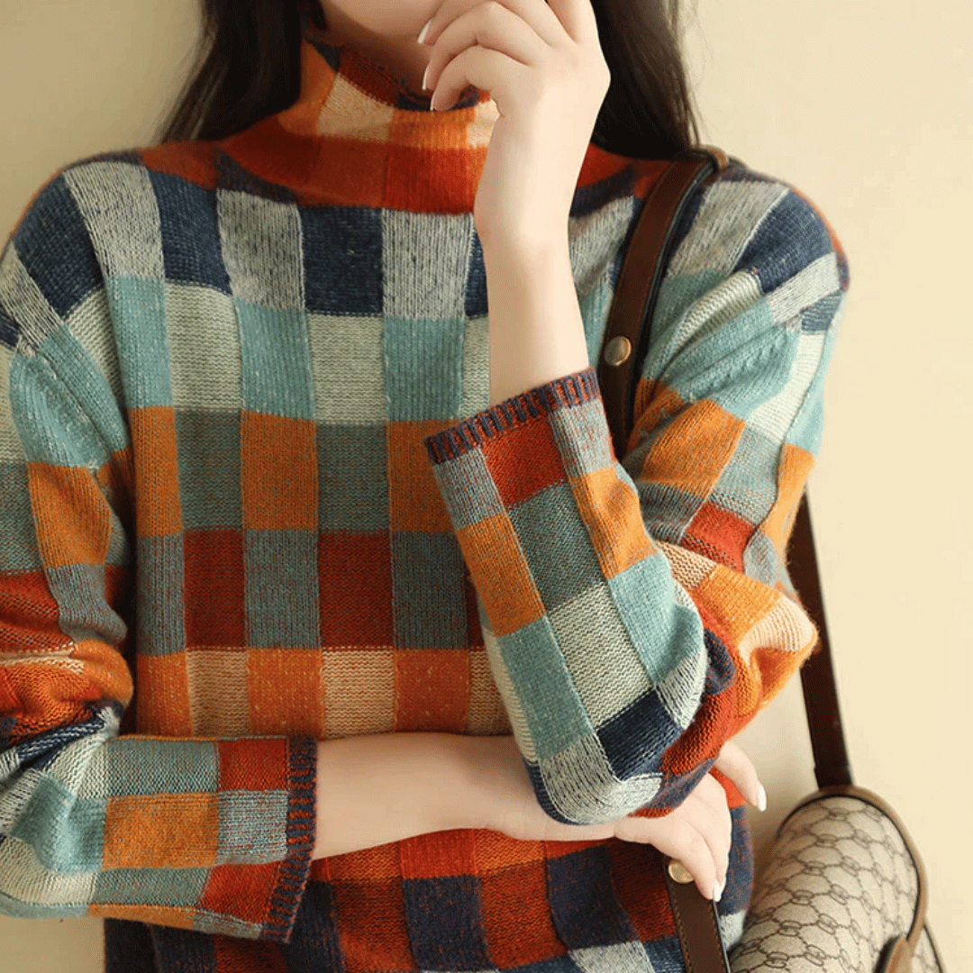 Ravelyn™ Patchwork Turtleneck Sweater