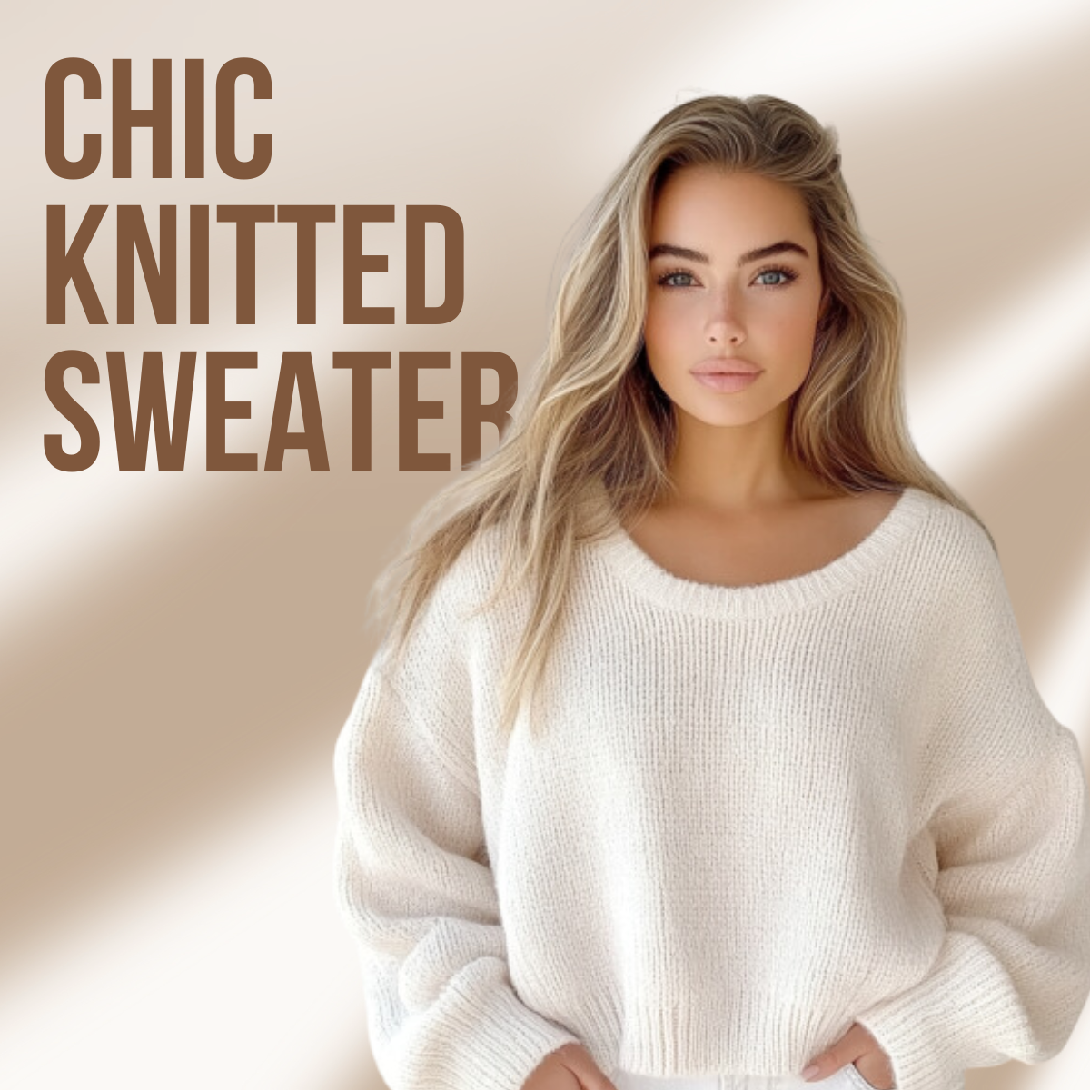 Chic Scoop Neck Knitted Sweater